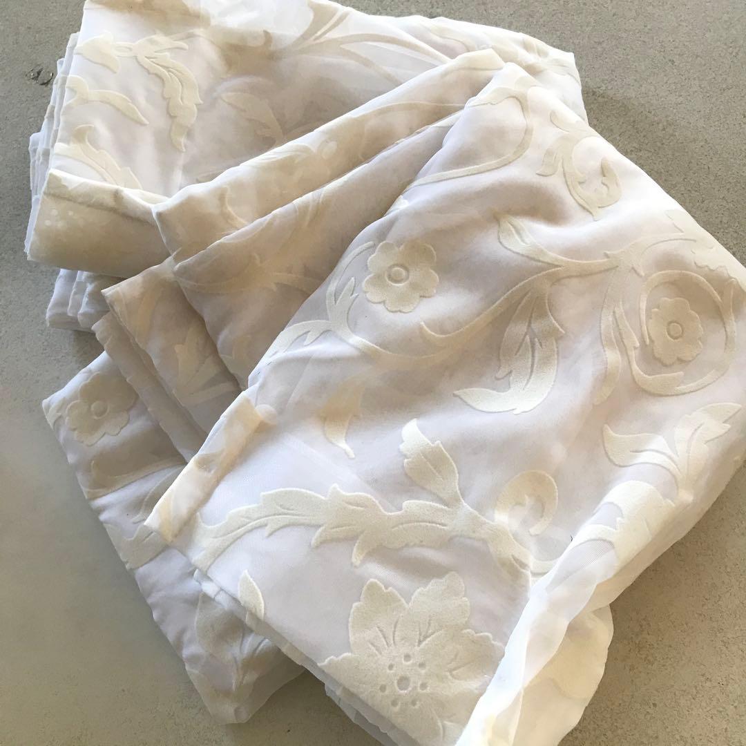 レースカーテン　幅200cm×丈198cm2枚 花柄