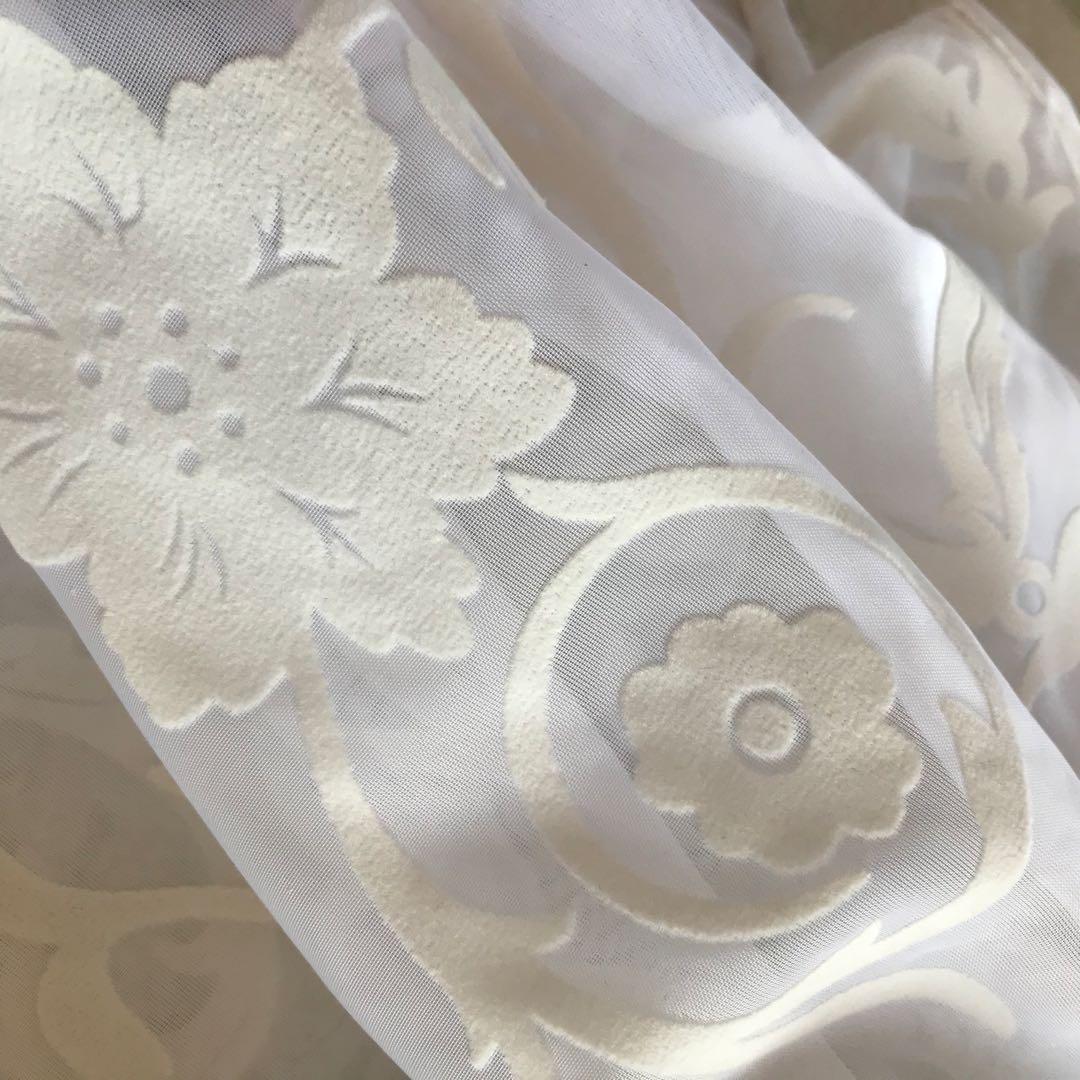 レースカーテン　幅200cm×丈198cm2枚 花柄