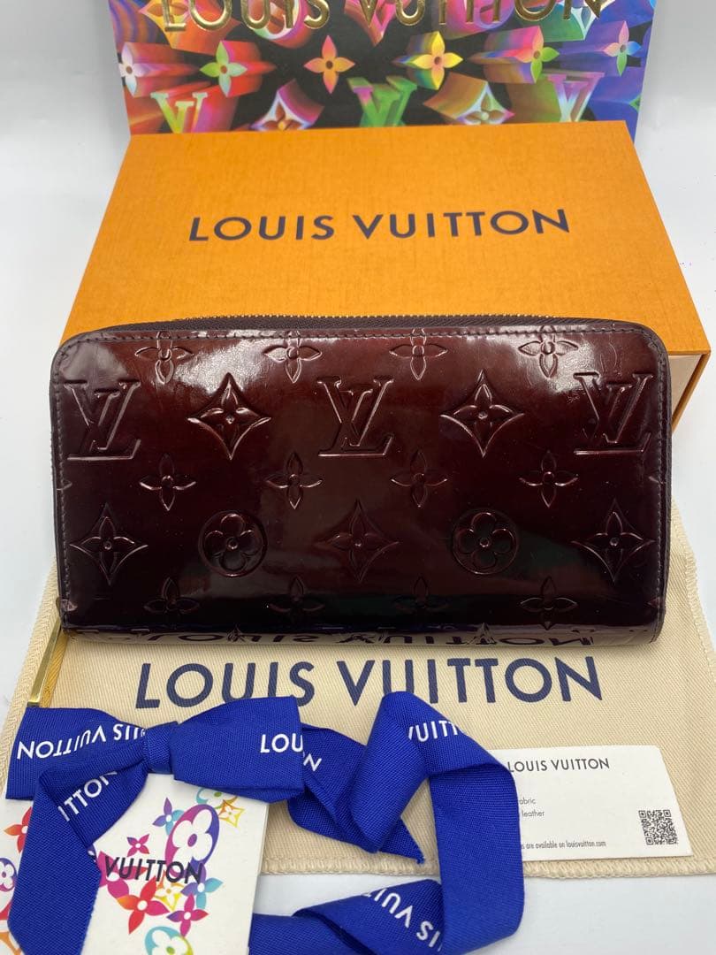 ルイヴィトン ヴェルニ アマラント ジッピーウォレット モノグラム 長財布