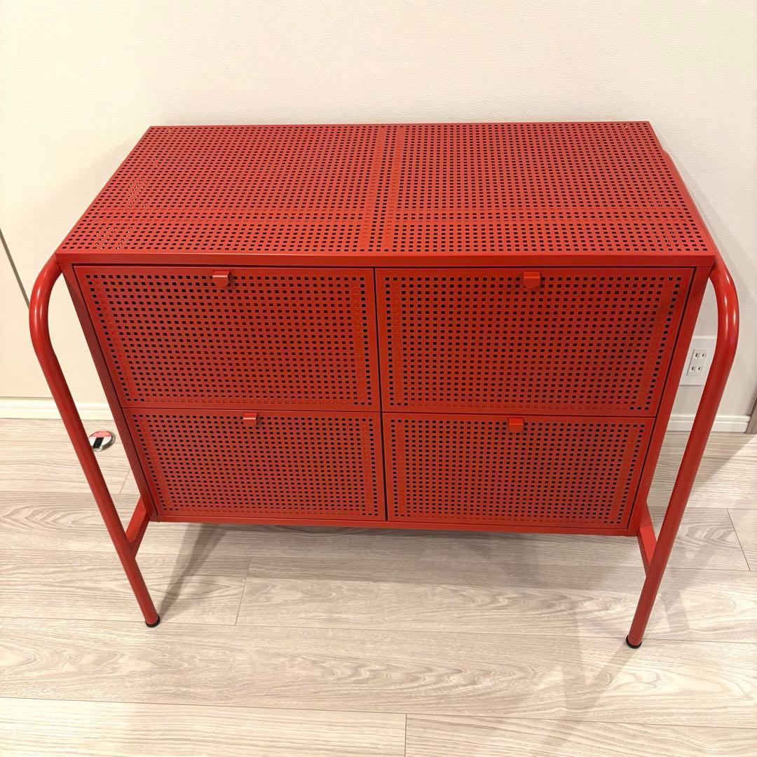 【廃盤品】IKEA キャビネット ニッケビー レッド