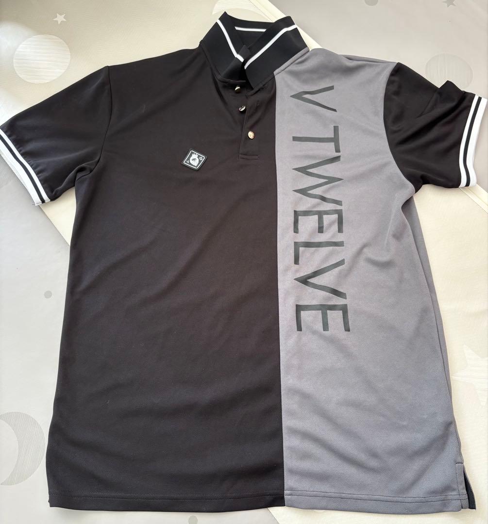 V12 ブラック/グレー ポロシャツ XL