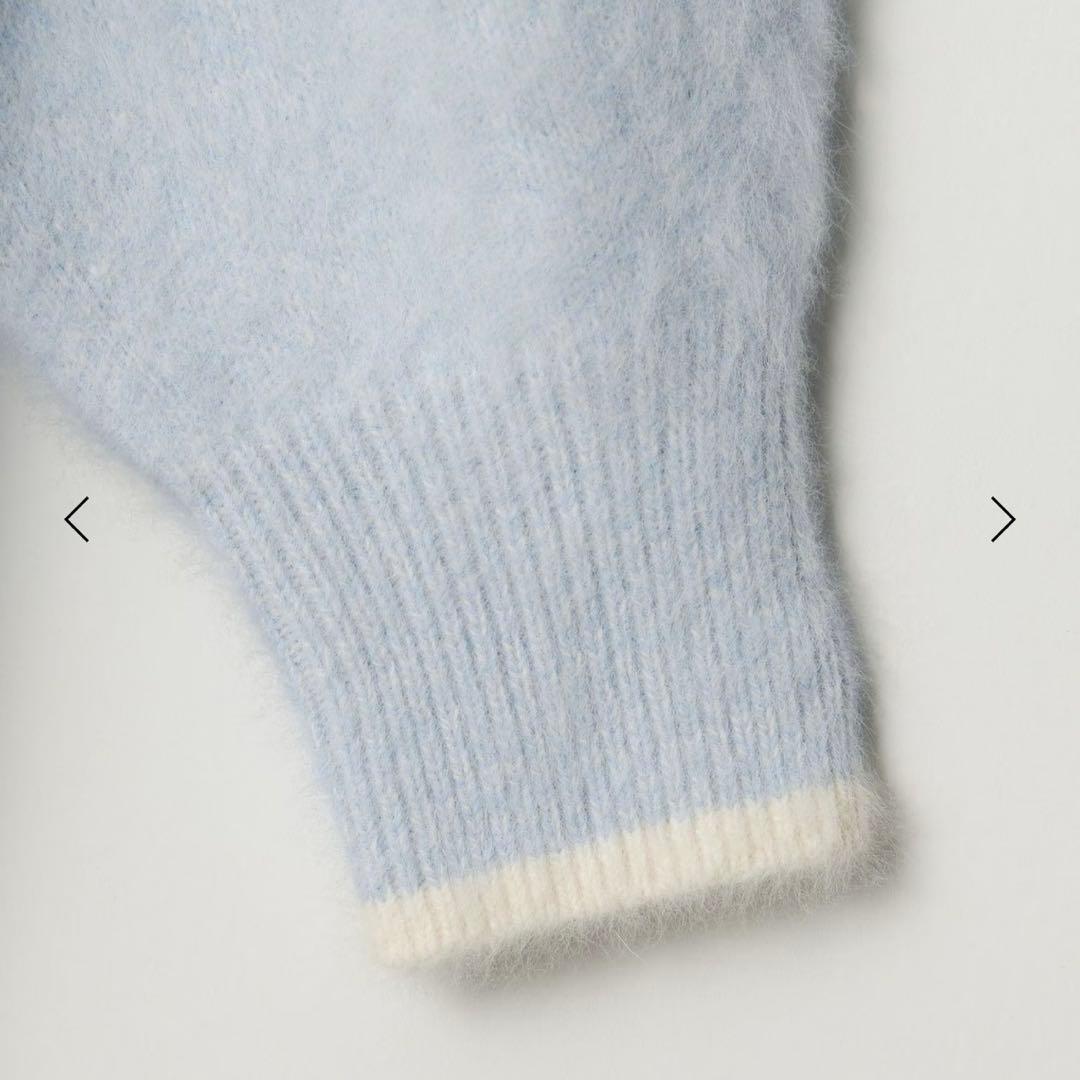 フォックスカシミヤ Vネック ニット ブルー