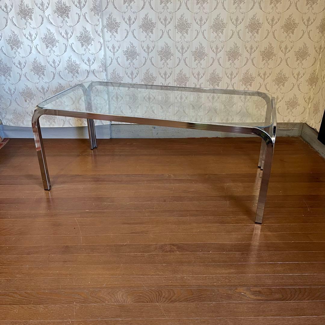 【アンティーク】昭和レトロ アイアンフレーム ガラステーブル センターテーブル