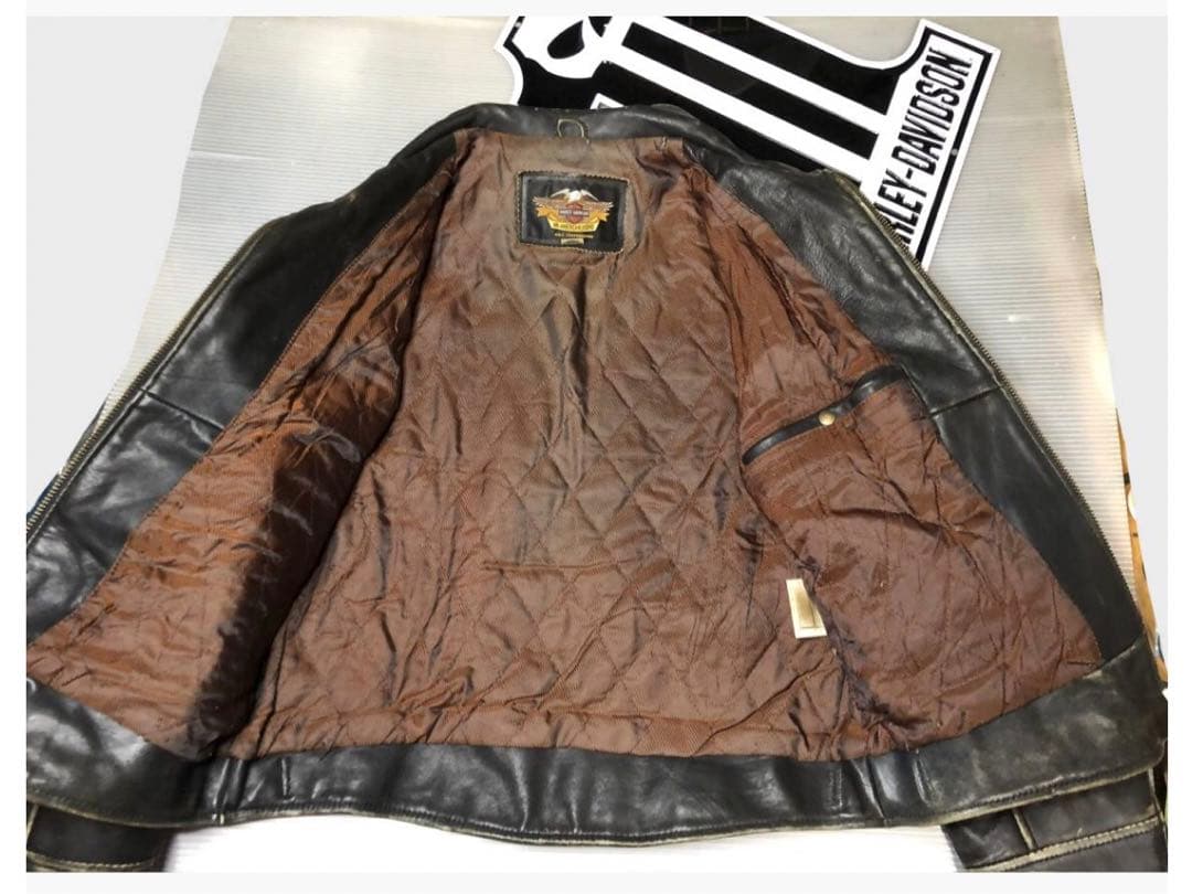 ハーレーダビッドソン⭐️大型立体エンボス加工⭐️極上レア本革製ジャケット入手困難LM