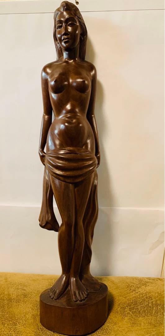 希少品　木彫り　木製 女性像 裸婦像 置物 オブジェ　バリ 工芸品　裸体　彫刻
