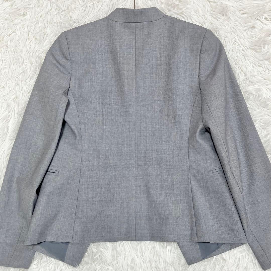 【美品】　セオリー　LANAI　TAILOR　パンツスーツ　ノーカラー　グレー