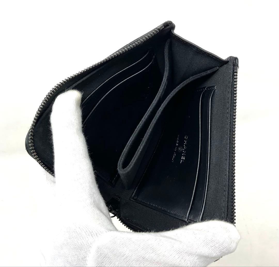 CHANEL ソーブラック　コンパクトウォレット　フラグメントケース