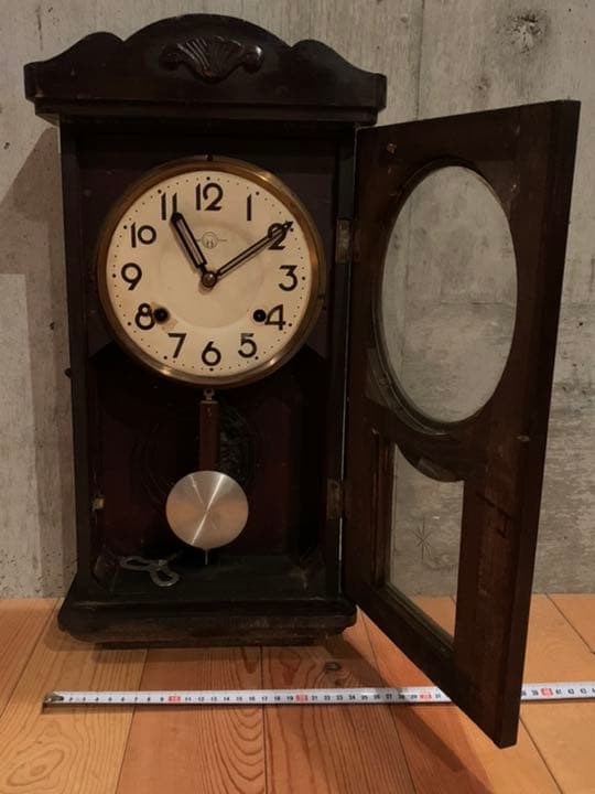 ◆ 昭和レトロ ◆ 掛け時計 ◆ ゼンマイ 振り子 時計 ◆ ㊁ ◆