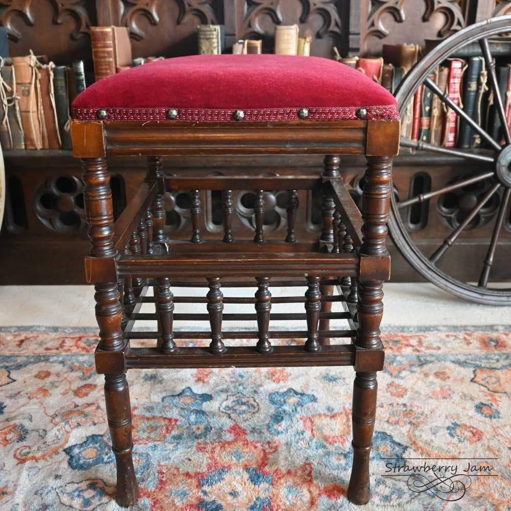 L3705-17 英国アンティーク スツール ピアノスツール 収納スツール