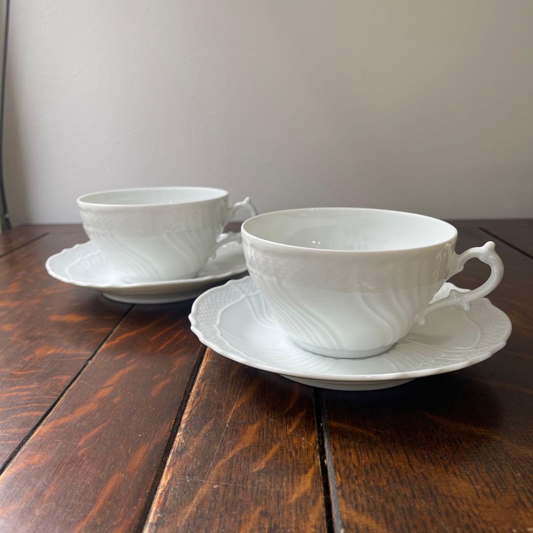 希少レアサイズ！リチャードジノリ　ベッキオホワイト　ティー兼用スープカップ　ペア