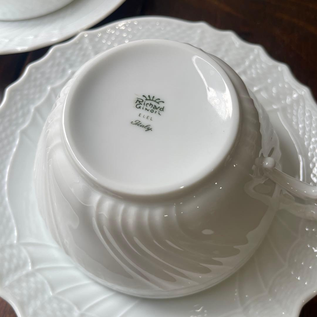 希少レアサイズ！リチャードジノリ　ベッキオホワイト　ティー兼用スープカップ　ペア