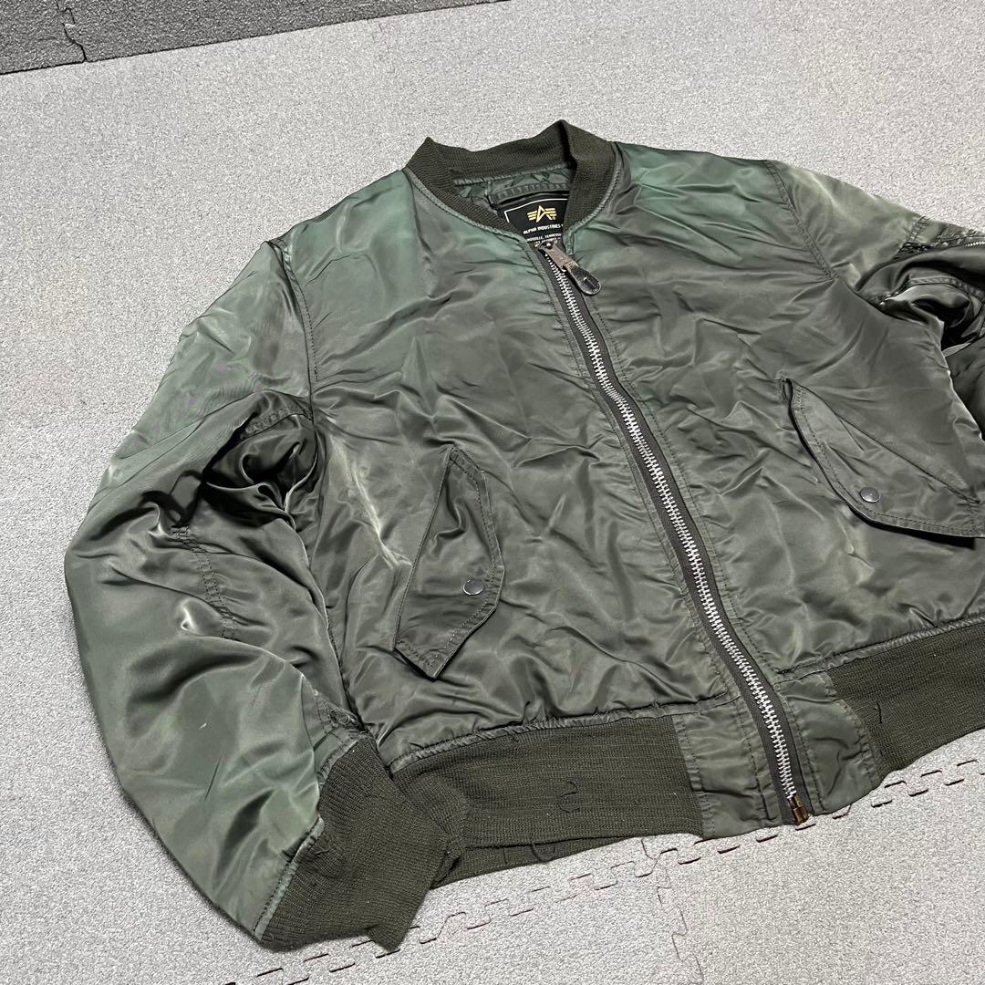 734 ALPHA MA-1 USA製 中綿厚手 XL相当 深セージグリーン