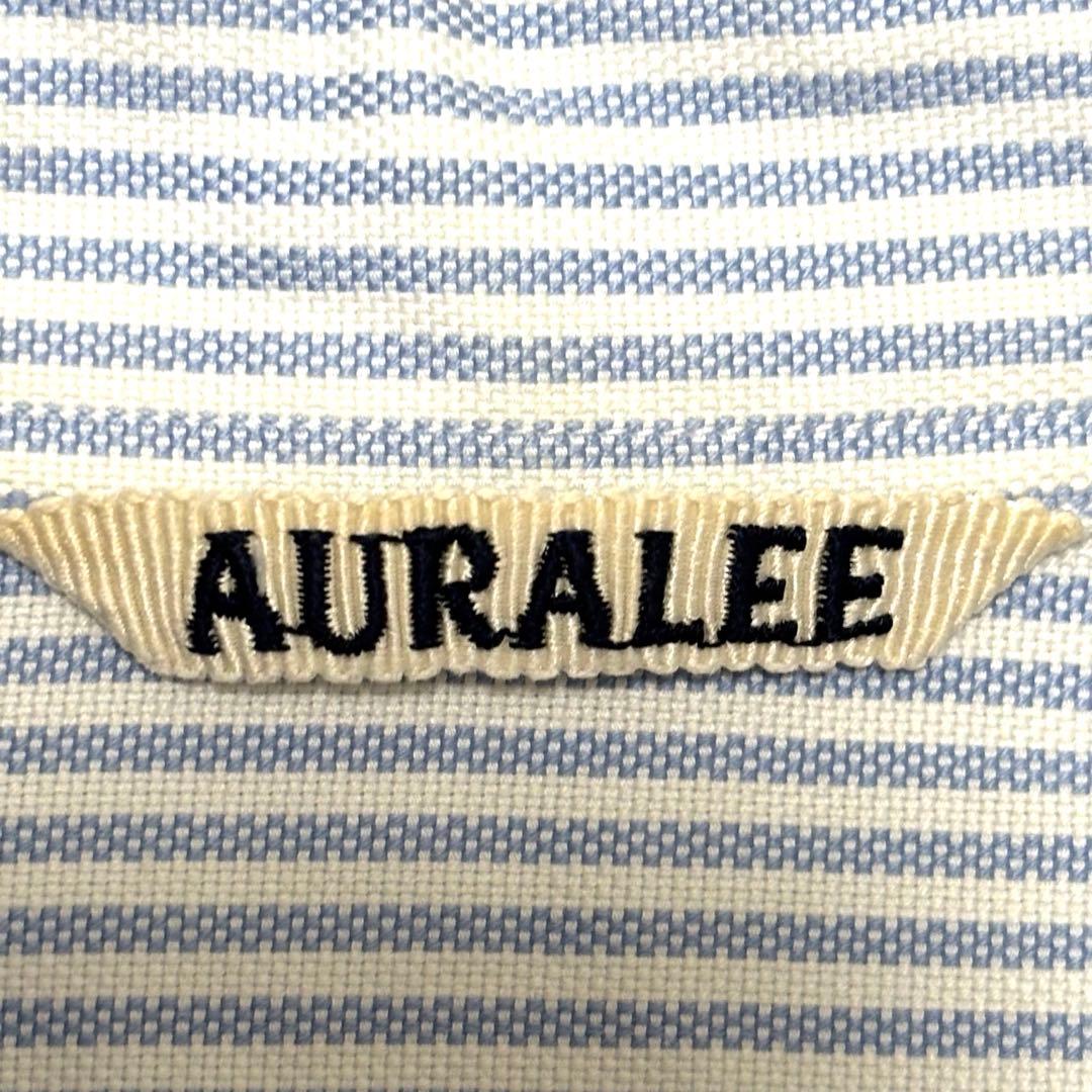 AURALEE オックスフォードBDシャツ ストライプ 4 ブルー × ホワイト