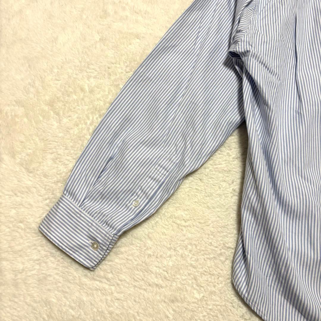 AURALEE オックスフォードBDシャツ ストライプ 4 ブルー × ホワイト