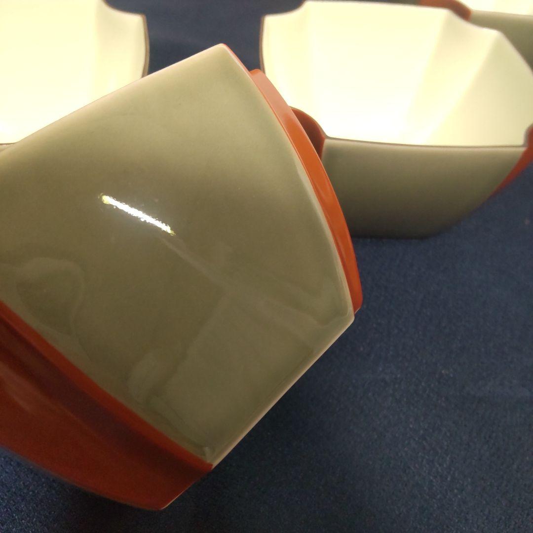 深川製磁 百年庵 茶灰釉赤 小どん 丼 小丼 鉢 5客 箱付