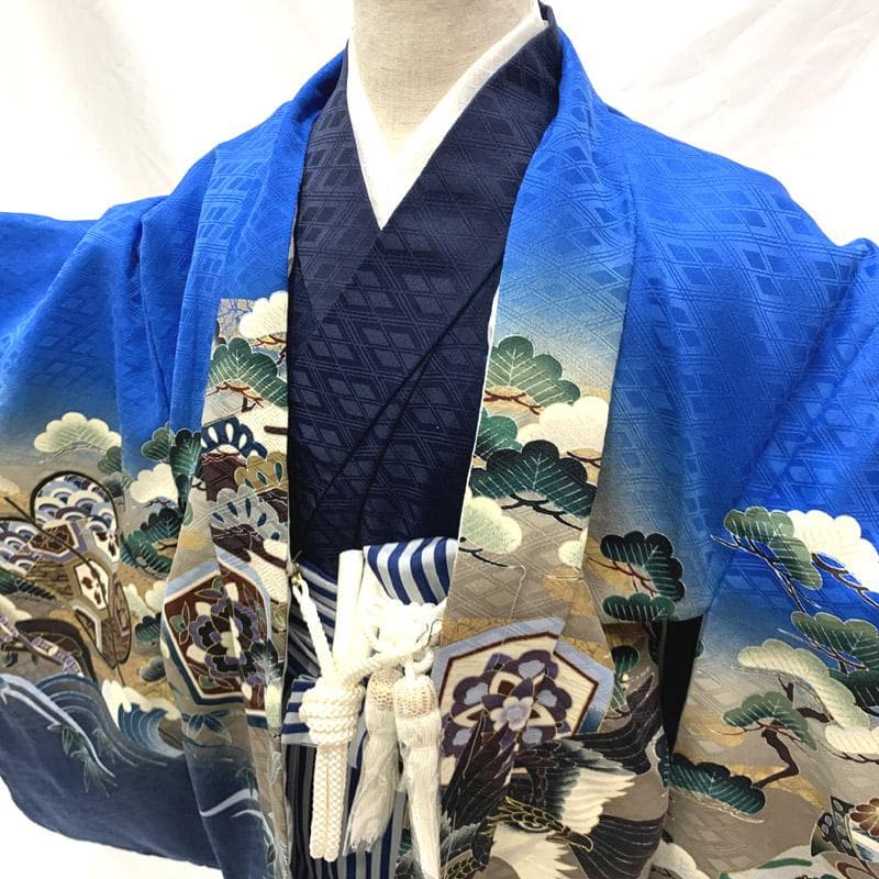 503ab8■七五三 五歳 男児 未使用品 着物&羽織&袴&角帯&長襦袢 小物