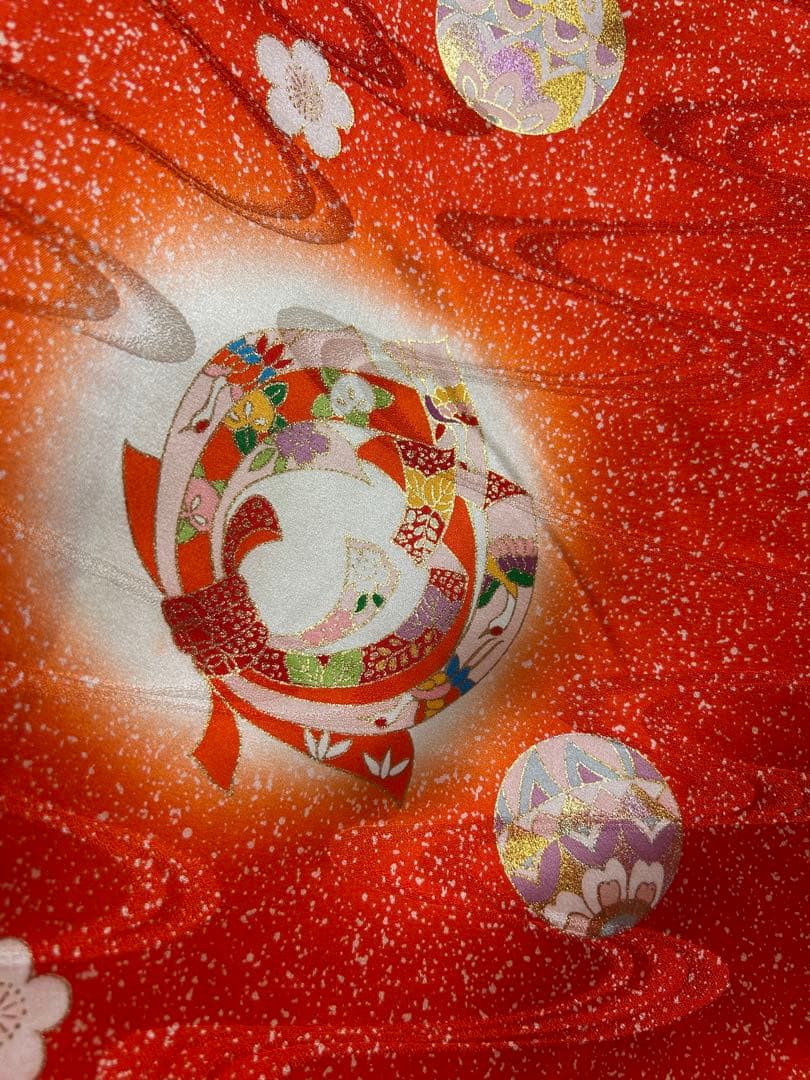 7歳　七五三　正絹着物　古典柄　帯　帯揚げ　帯締め　バッグ　はこせこ　扇子