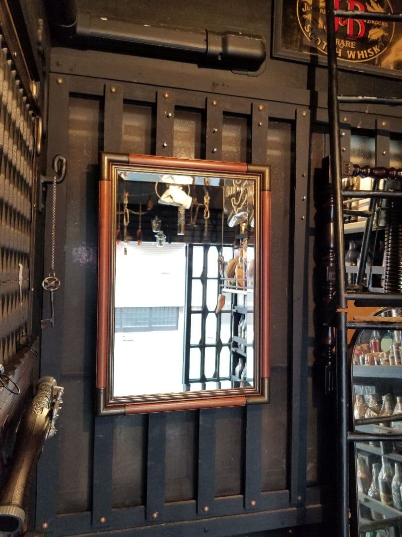 塩川光明堂　イタリア製　ヴィンテージ　真鍮　金具　トラッド　モダン　ミラー　鏡