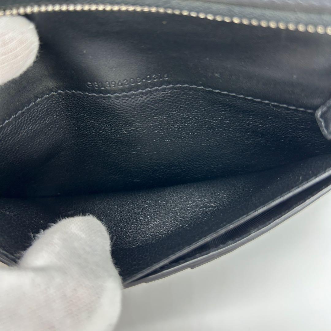 【美品】サンローラン 長財布 黒 クロコ型押し レザー ロゴ刻印