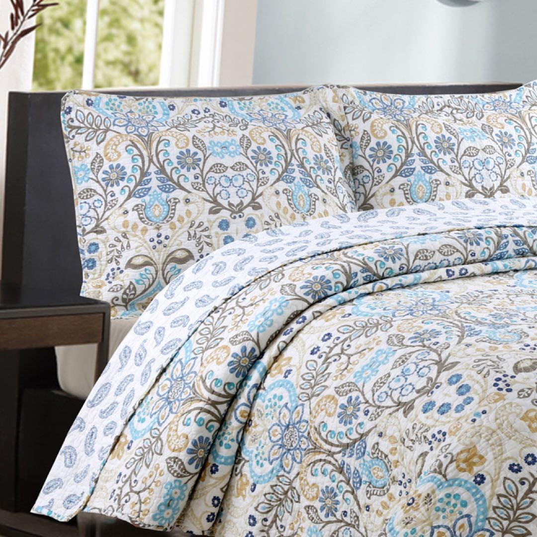 キルトベッドカバー3点セット綿マルチカバー キルティング 806