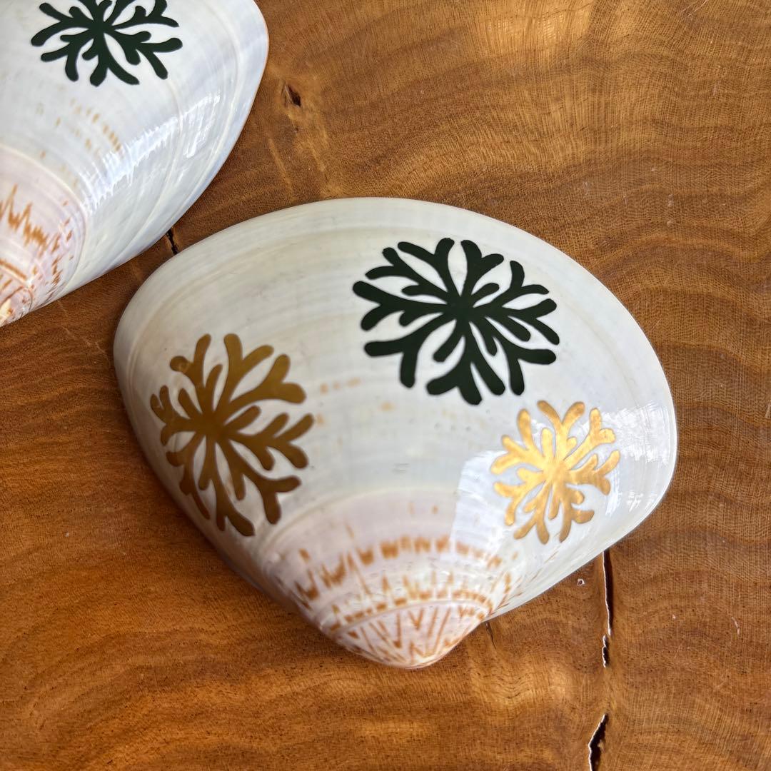 海松絵 蛤香合 茶道具 共箱