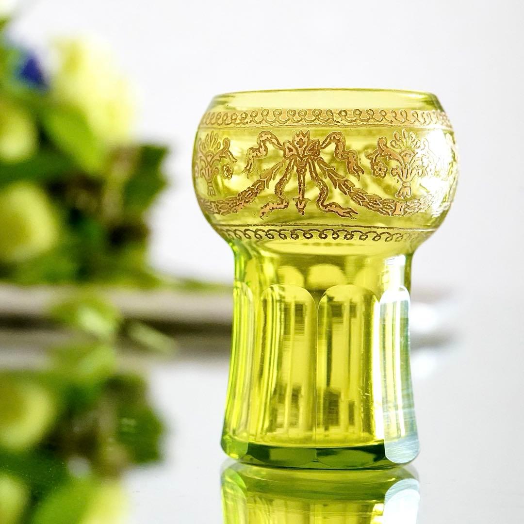 華麗なるオールド サンルイ★282 金彩★グリーン★リキュール ショットグラス