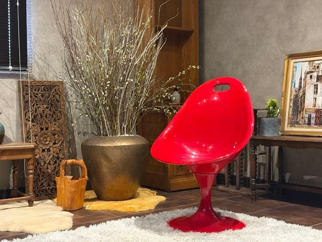 希少　Kartell　カルテル　レッド　回転チェア　ビンテージ　レトロ　YZ