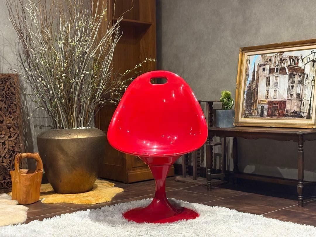 希少　Kartell　カルテル　レッド　回転チェア　ビンテージ　レトロ　YZ