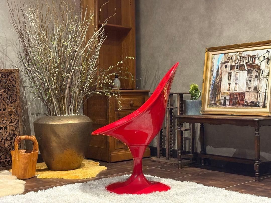 希少　Kartell　カルテル　レッド　回転チェア　ビンテージ　レトロ　YZ