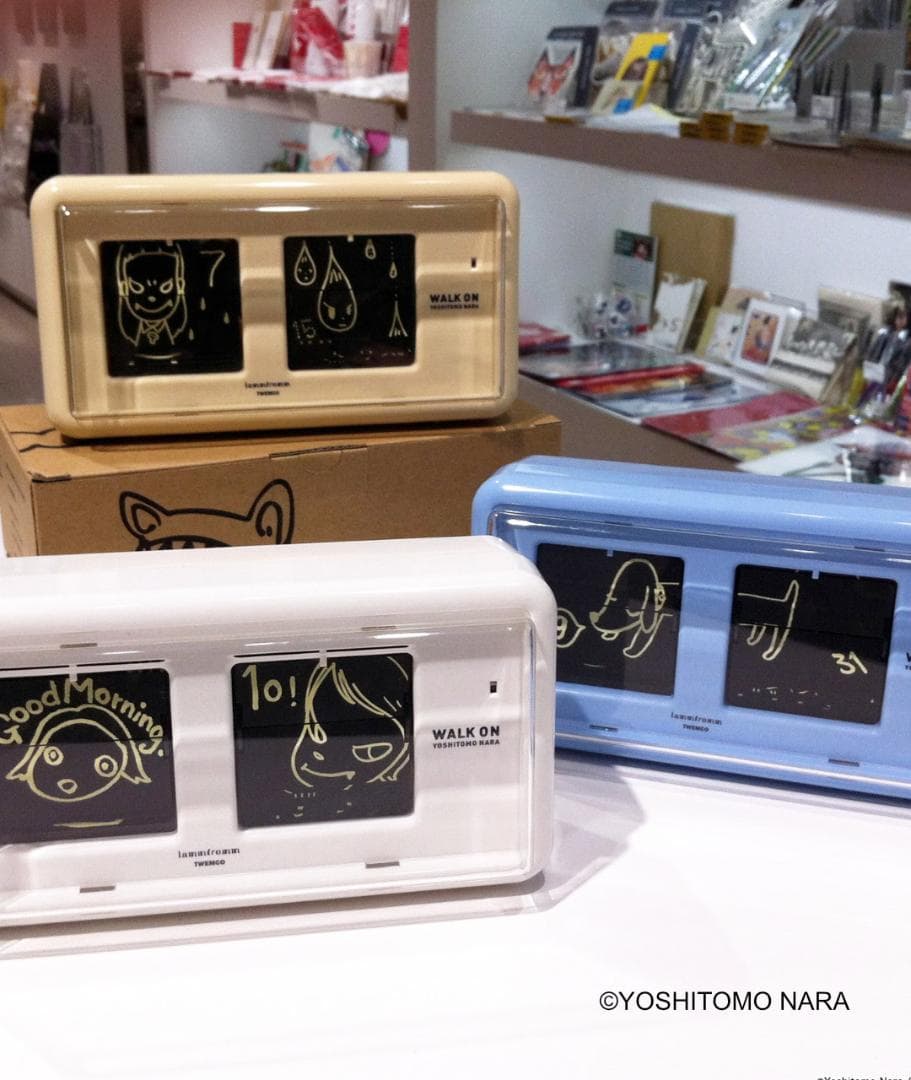 【新品／保証付き】奈良美智 パタパタクロック WALK ON ブルー ギフト