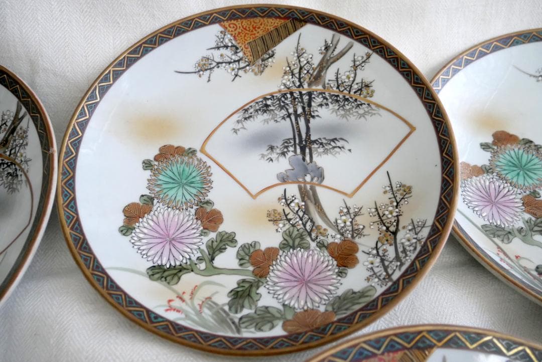 ヴィンテージ九谷焼　丸皿・ディナー皿　6枚セット