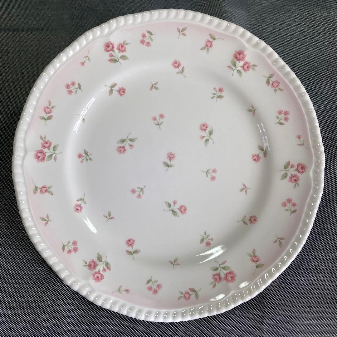 ノリタケ　コベントリーローズ　ケーキ皿　薔薇　ローズ　花　バラ　ピンク　プレート