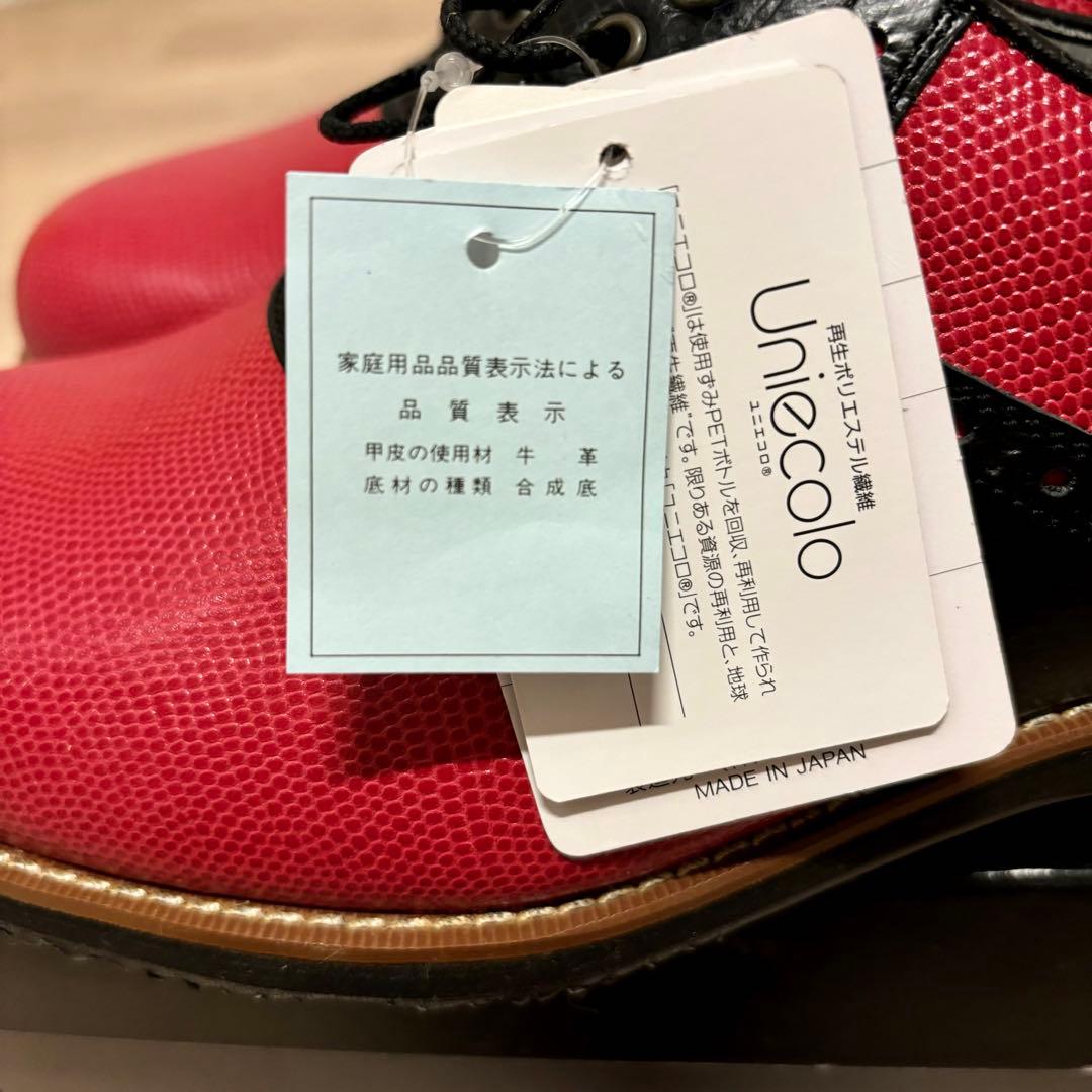 新品未使用 COBACK コバック ゴルフ スパイク 靴 シューズ 本革 赤 黒