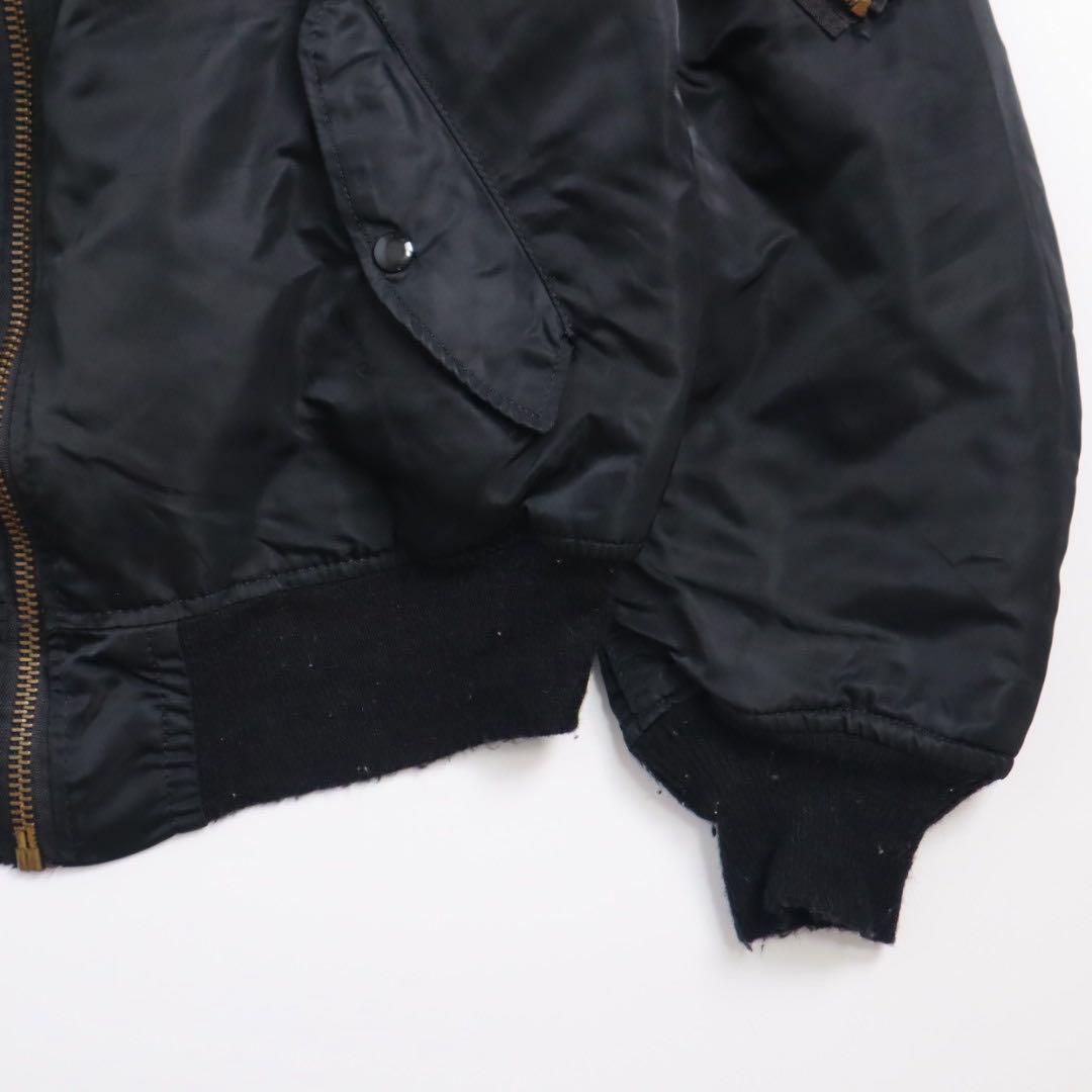 80s USA製 ALPHA MA-1 短丈 ブラック フライトジャケット