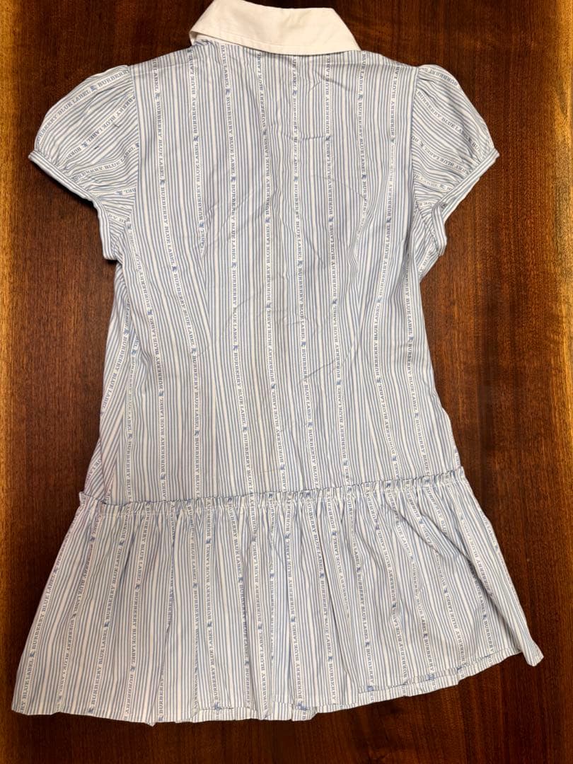 【BURBERRY】新品タグ付き 青白ストライプ 半袖シャツ