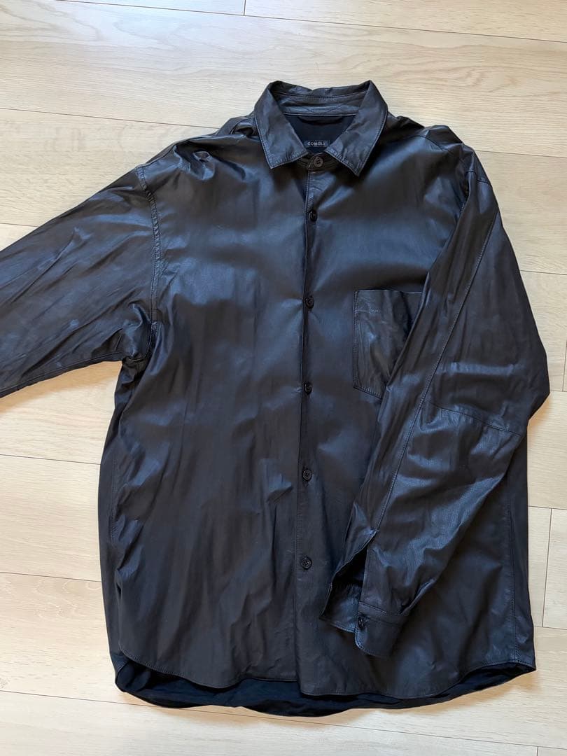 COMOLI ディアスキンレザーシャツ ブラックsize２