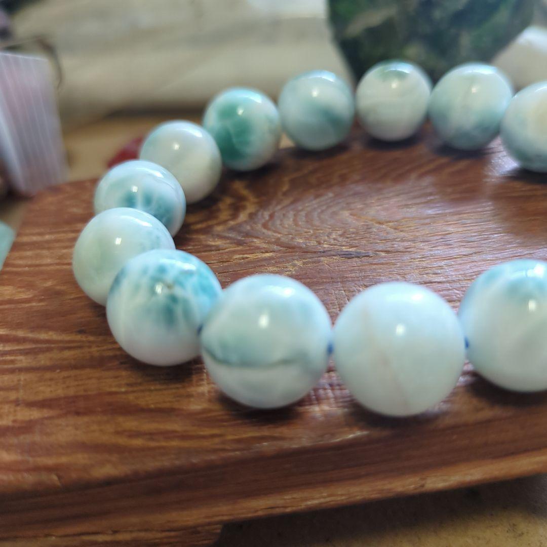 巨大中国の鑑定書付きドミニカ産★ラリマーブレスレット★約14.8mm