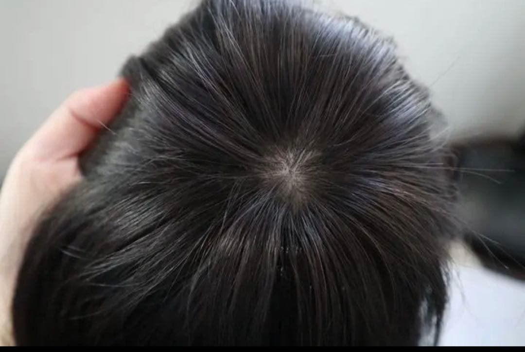 人毛100%☆ヘアピース 部分ウィッグ　かつら 白髪隠しPV35