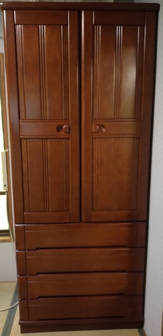 洋服タンス　幅 80.5cm　木製　引出4つ　ロッカー　ワードローブ