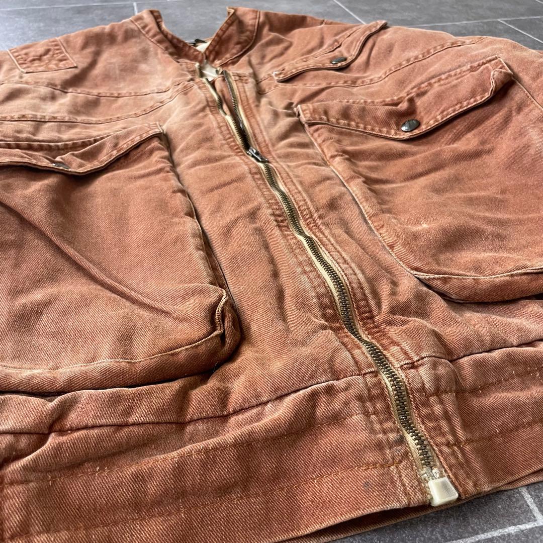 ポルトガル製 ヴィンテージ ワークジャケット ブラウン 鬼フェード 中綿 44