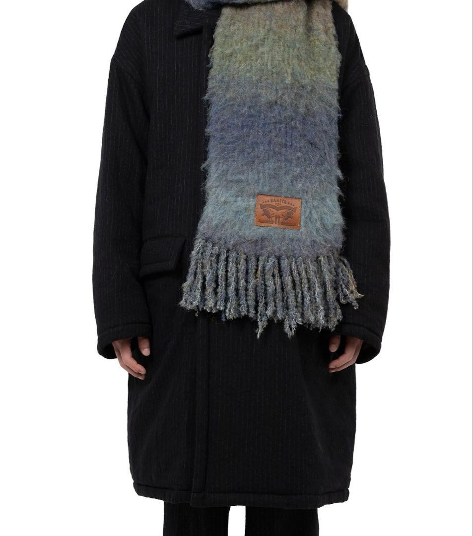 KAMIYA Gradation Knit Muffler blue マフラー