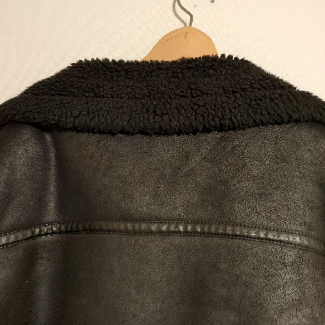 【極美品】ZARA ザラ フェイクムートン ライダースジャケット XL 黒 ボア