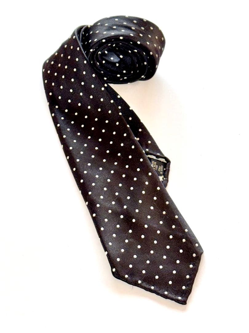 TOMORROWLAND シルク セッテピエゲ ドット　ネクタイ　ブラック