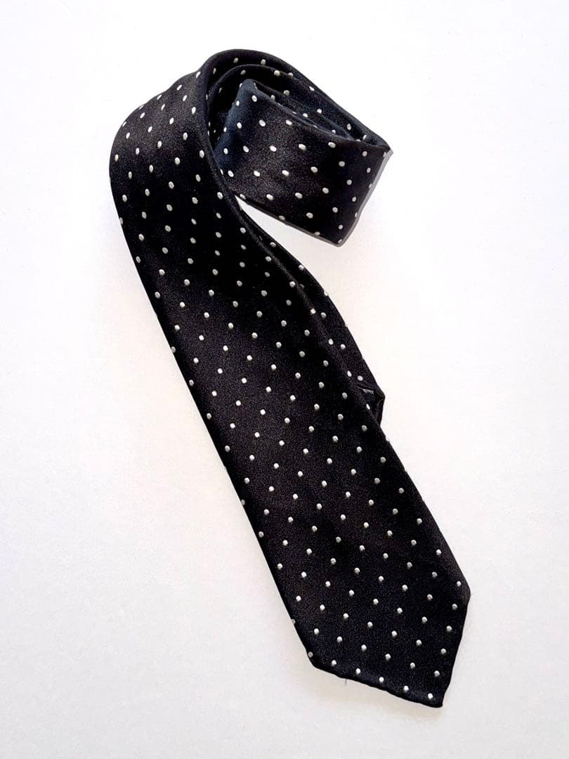 TOMORROWLAND シルク セッテピエゲ ドット　ネクタイ　ブラック