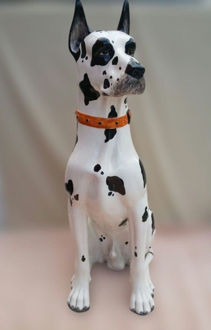 ヴィンテージ イタリア製 陶器 犬 グレートデーン 置物