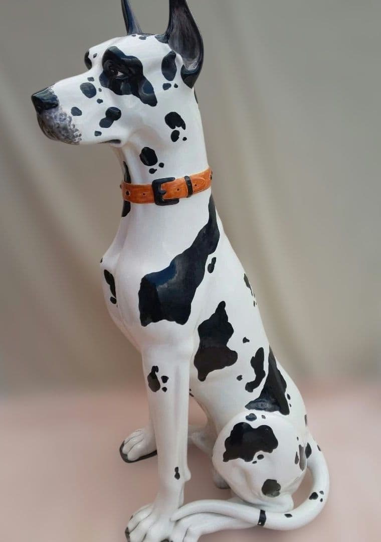 ヴィンテージ イタリア製 陶器 犬 グレートデーン 置物