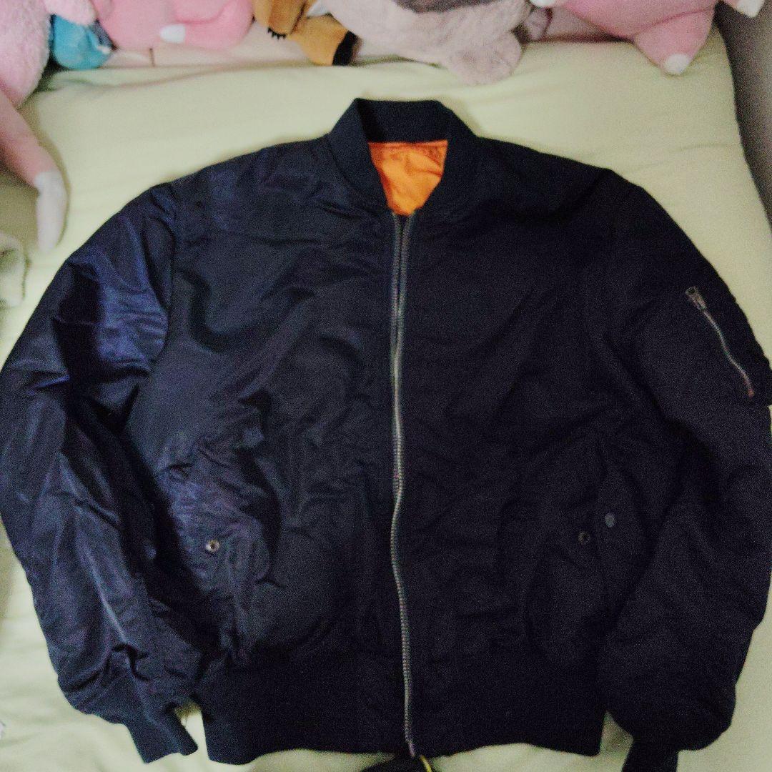 90s USA ALPHA INDUSTRIES MA-1 XL 黒タグネイビー