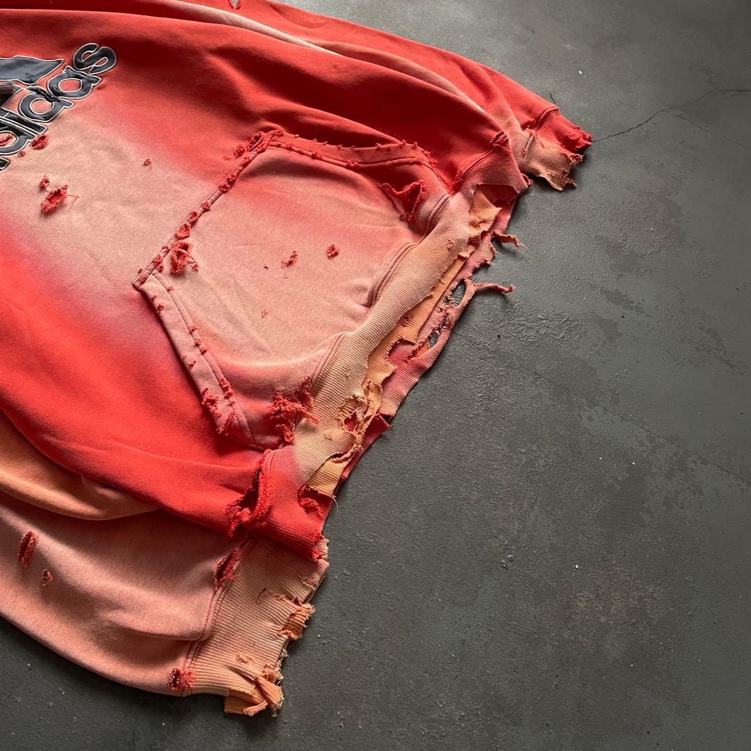 y2k“broken”鬼フェード“襤褸“4XO”フードboro sweat