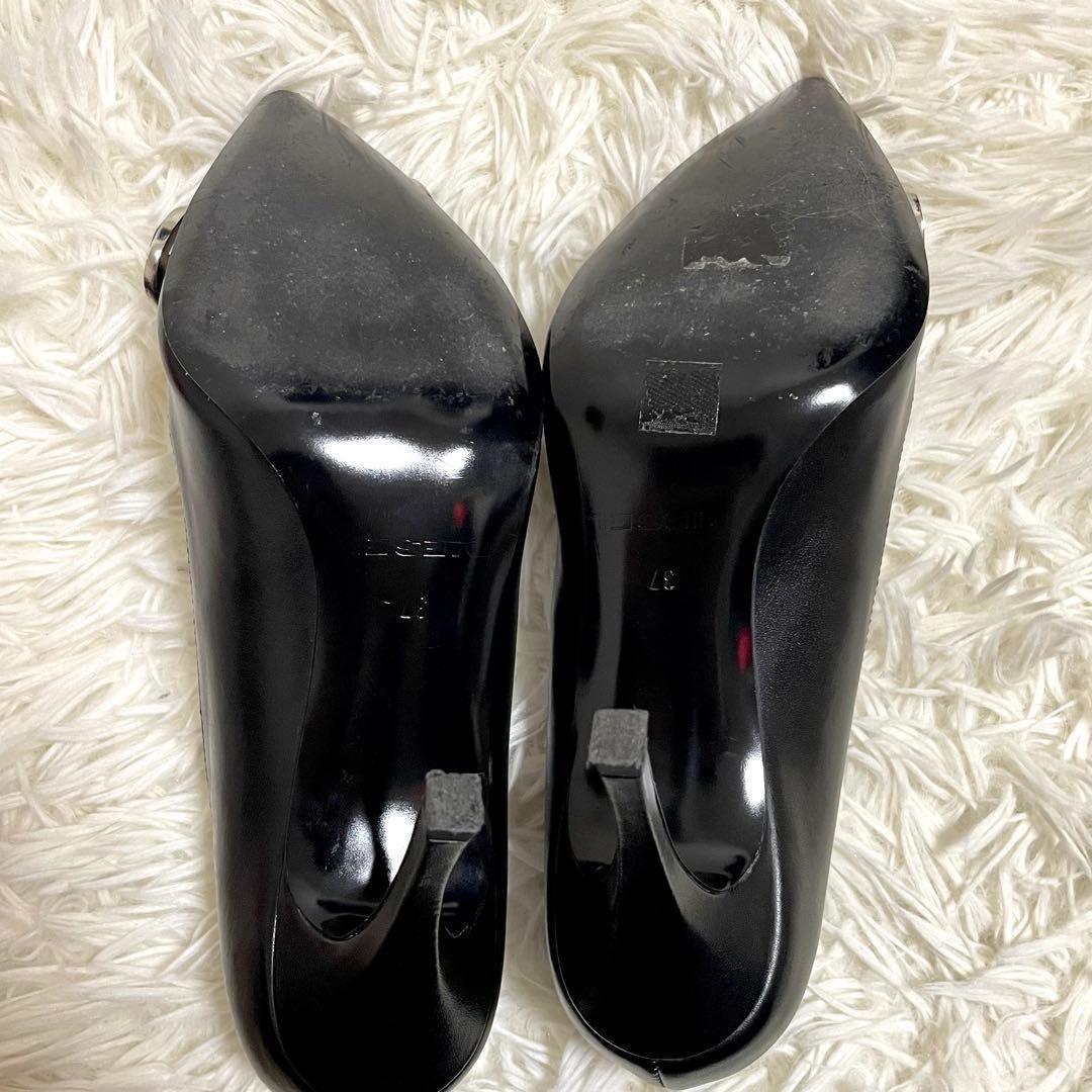 ✨極美品✨ディーゼル ハイヒール ポインテッドトゥ レザー ブラック バックル