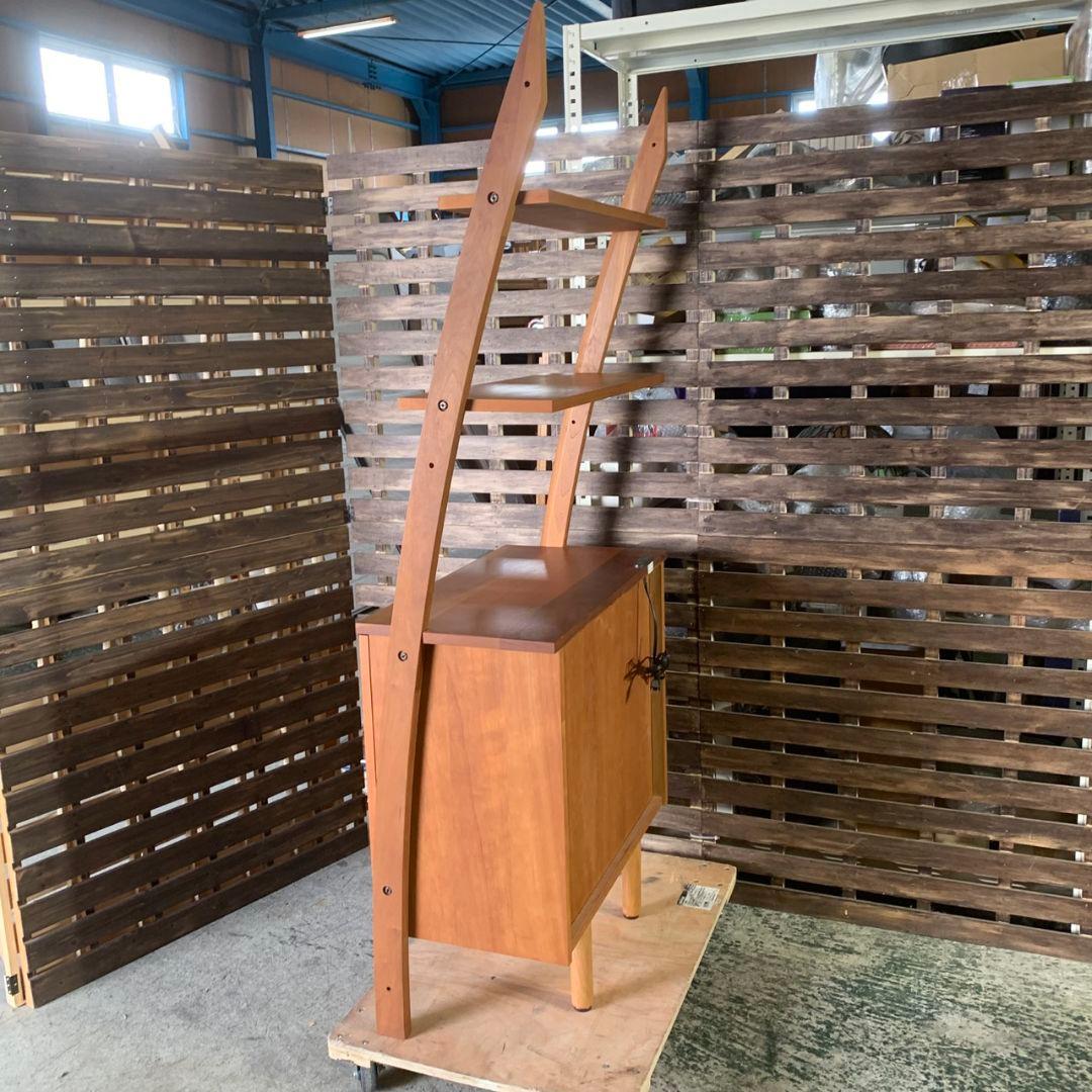 J677 福岡大川マルヨシ民芸家具 片開きシェルフキャビネット 壁面収納